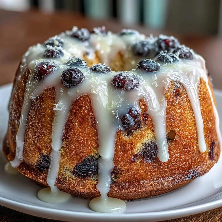 Soft and tender mini bundt cakes bursting with fresh blueberries and bright lemon zest, baked to perfection in sourdough batter.  