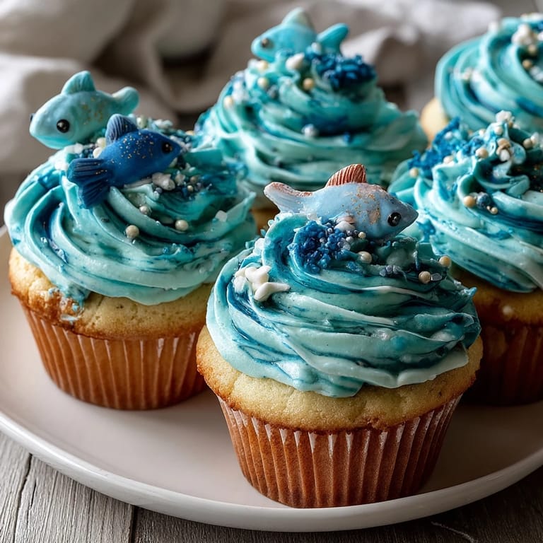 Charming cupcakes decorated with colorful fondant fish, celebrating Pisces season with a delightful, whimsical treat for all ages.