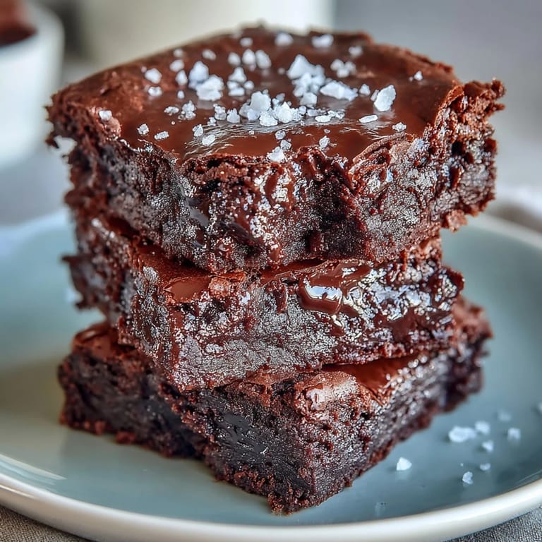Ultra-decadent brownies with sourdough tang and sea salt flakes, perfect for dessert lovers craving deep chocolate richness.  
