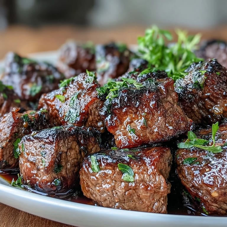 Juicy sirloin steak cubes seared with garlic and fresh herbs, all cooked in one pan for a quick and flavorful dinner.