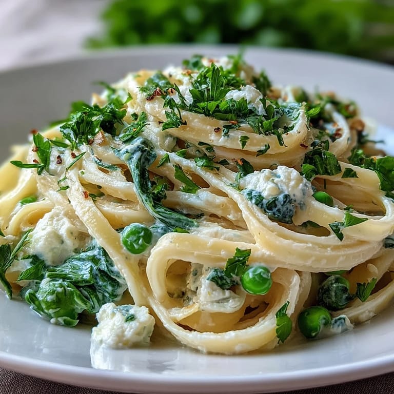 Spring Pasta: Ricotta and Lemon Linguine with Peas - Al dente linguine in a silky lemon-ricotta sauce, studded with sweet peas and fresh parsley for an elegant vegetarian pasta.