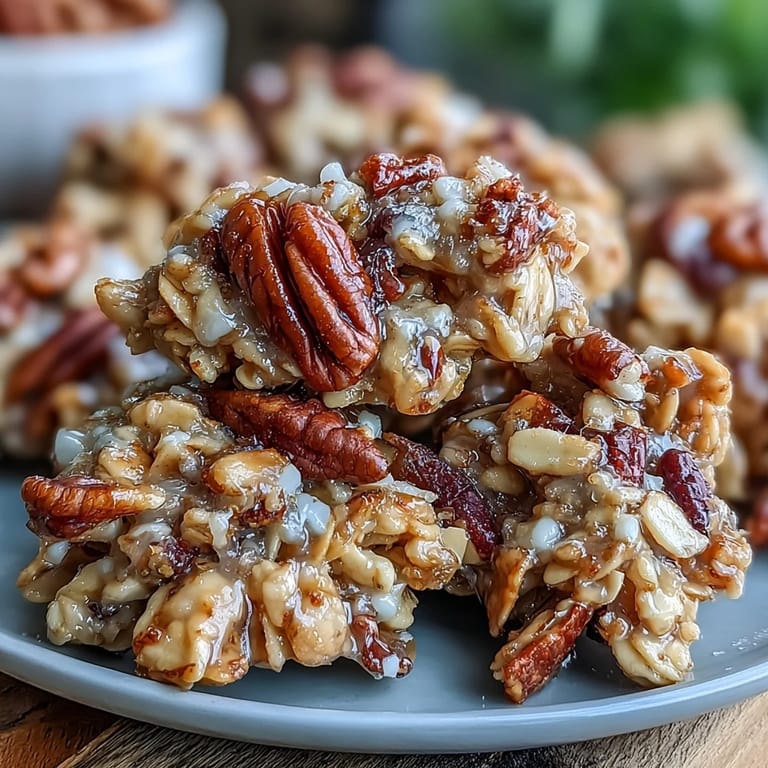 Thick, chunky granola clusters with hearty oats, crunchy nuts, and a touch of cinnamon—ideal for yogurt parfaits or on-the-go snacking.