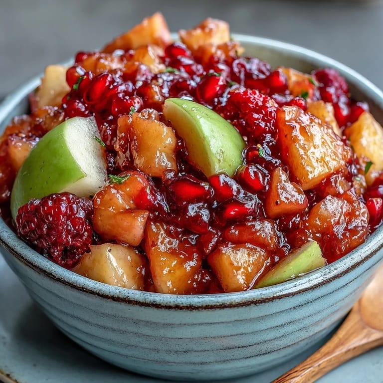 Close-up of a rustic bowl filled with tender ginger fruit compote, ready to eat.