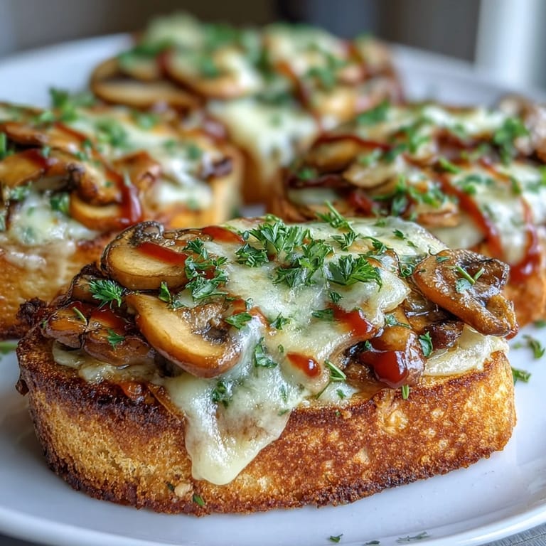 Hot, savory Easy Polish Open-Faced Sandwich drizzled with ketchup.