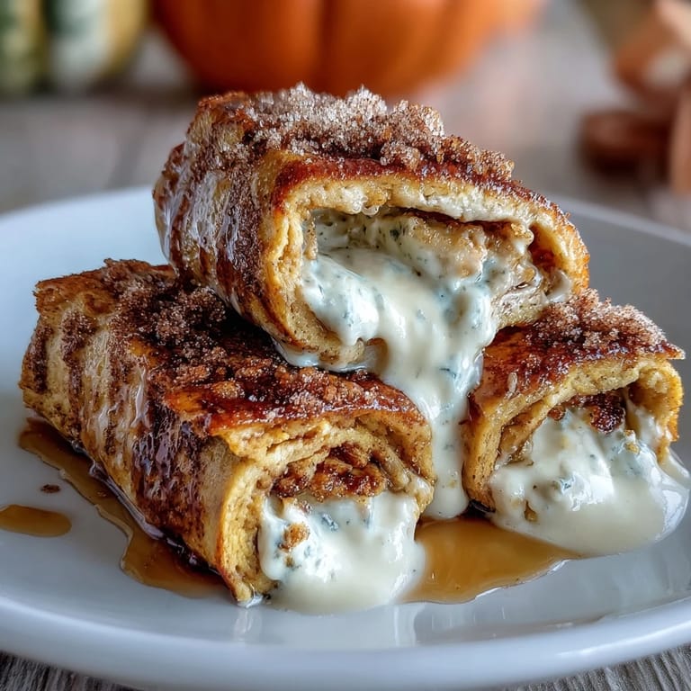 Delicious Pumpkin Cream Cheese French Toast Roll-Ups dusted with cinnamon sugar.