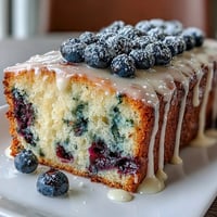 A moist lemon loaf studded with fresh blueberries and drizzled with tangy glaze, perfect for baby showers or brunch gatherings.