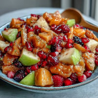 Vibrant ginger fruit compote recipe, glistening with fresh fruit and warming spices.